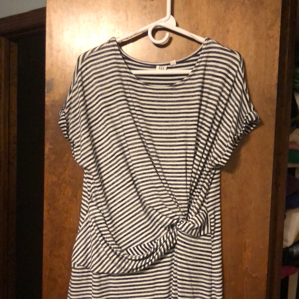 GAP Black and White Cap Sleeve Tie Front Midi Dress